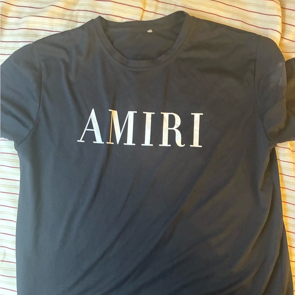 AMIRI Dark Blue Tee with White Logo